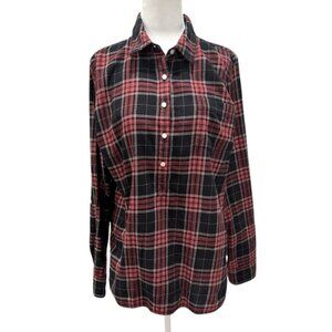 Tommy Hilfiger Red Plaid Flannel Classic Button Down Cozy Comfy Warm Shirt Large